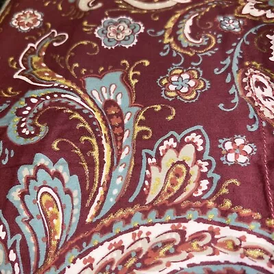 NICOLE MILLER HOME Paisley Floral Bur Cotton KING DUVET COVER & 2 Pillow Shams • $45