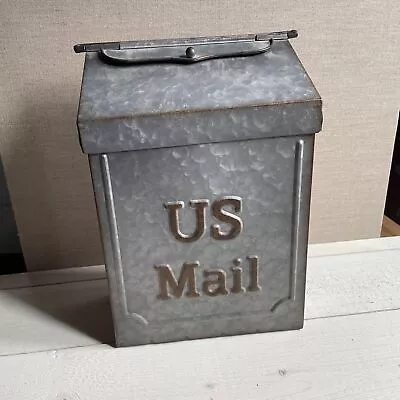 Vintage 11  Galvanized No Rust Metal Modern Made Wall Post US Mail Box • $30