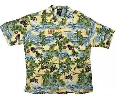 Harley Davidson Men’s Hawaiian Summer Beach Motorcycle Camp Shirt  XL **see Pics • $34.97