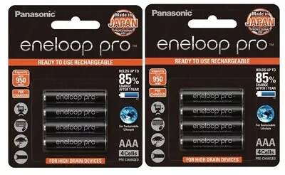 8x Panasonic Eneloop Pro - AAA NiMH Rechargeable Batteries - Made In Japan • $43.99
