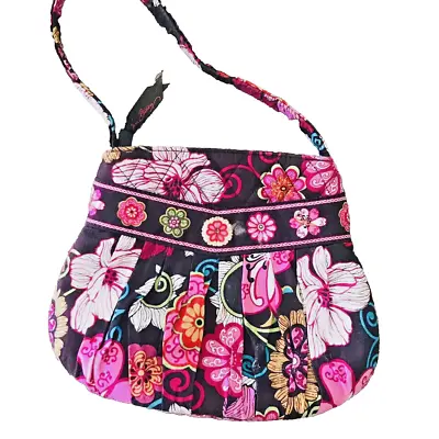 Vera Bradley Mod Floral Tote Shoulder Bag Pink Brown Excellent Condition • $12.99