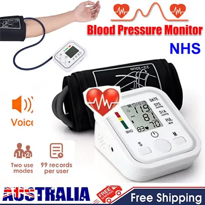 Digital Blood Pressure Monitor Upper Arm LCD Voice BP Machine Heart Rate Monitor • $20.99