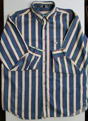 Carhartt Vintage Long Sleeve Button Down Striped Heavy Outdoor Work Shirt Men XL • $29.99