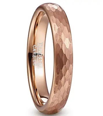 4mm Men Or Ladies Hammered 18K Gold Plated Tungsten Carbide Wedding Band Ring  • $30