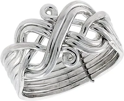 Sterling Silver 6-Piece Puzzle Ring Wire Wrapped Handmade 13 Mm Wide Size 5-13 • $75.89