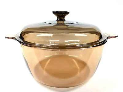 CORNING WARE VISIONS Amber Glass 4.5 L Stock Pot Dutch Oven USA With Lid • $74.99