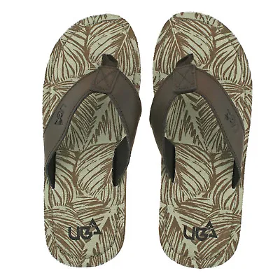 Mens Urban Beach Colorado Brown Leather Toe Post Flip Flop Beach Sandals • £14.95