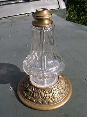 Hinks Cut Glass And Brass Heavy Column Base For Duplex Kerosene Oil Lamp • £129.99
