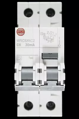 WYLEX 6 AMP CURVE C 6kA 30mA DOUBLE POLE RCBO TYPE A WRCBX6C2 • £43.94