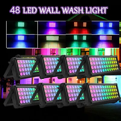 48LED RGB Color Mixing Rainbow Effect Flood Light Outdoor DMX Wall Wash Lighting • £168.14