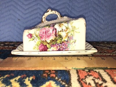 $40 • Buy Vintage Porcelain Ceramic Floral Cheese Dish Keeper