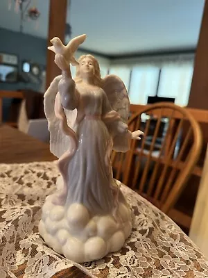 Vintage Porcelain Angel Holding Dove Figurine Music Box You Are The Wind… • $18.99