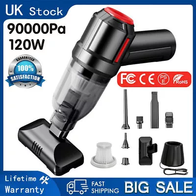 Powerful Car Vacuum Cleaner Wet/Dry Cordless Strong Suction Handheld Cleaning UK • £16.99