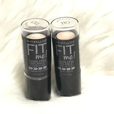 MAYBELLINE Fit Me! Shine Free Foundation Stick Porcelain 110 Set Of 2 Unused • $13.99