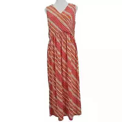 J. Jill Woman Size M Multi Color Knit Sleeveless V-neck Maxi Dress Wtrmelonbt • $20