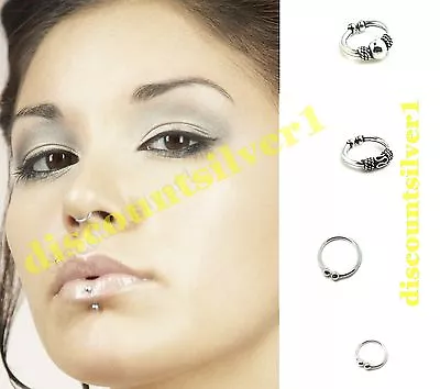 Silver Nose Ring Cheater Fake Ear Hoop Tribal Septum Hoop Cuff Body Jewellery • £2.48