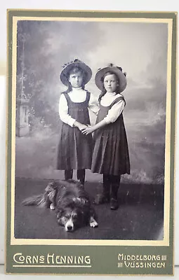 Smart Dutch Siblings And Their Dog 1 X Cabinet Card 1900-1910's • $11.70