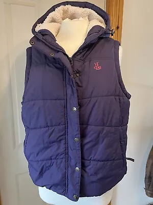 Lazy Jacks Purple Padded Fleece-lined Gilet With Hood Size L (approx. UK 16) • £9.99