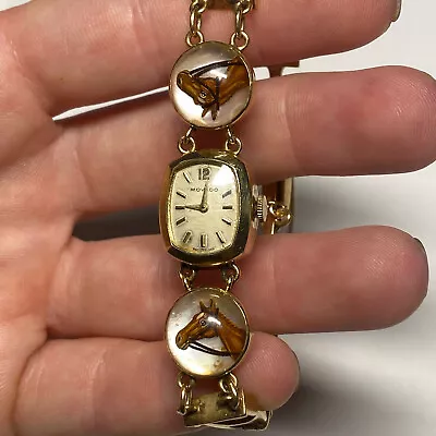 14K Yellow Gold Movado Ladies Equine Horse Custom Vintage Watch 62020 • $1124.99