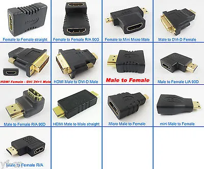 1pc Multi-Type Gold Plated HDMI Male Female DVI-D Converter Adapter Optional • $1.96