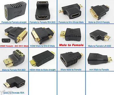 1pc Multi-type Gold Plated HDMI Male Female DVI-D Converter Adapter • $1.80