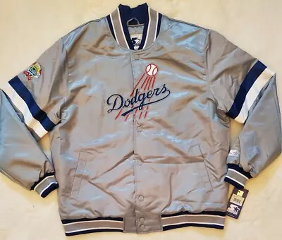 1890-1990 Los Angeles Dodgers Starter Jacket Quilt Line Tommy Lasorda Gray Sz XL • $160