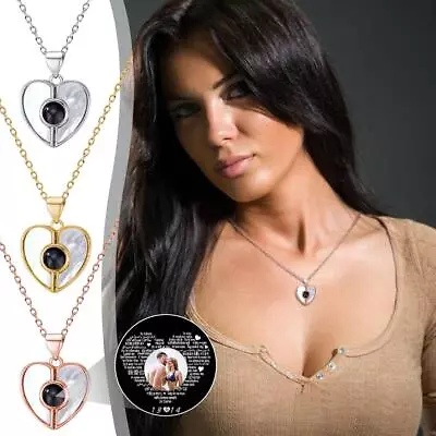Personalized Heart Photo Projection Picture Inside Necklace Memorial Gift • $5.51