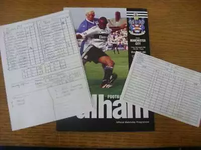 14/08/1998 Referee Programme: Fulham V Manchester City  - The Personal Handwritt • £4.99