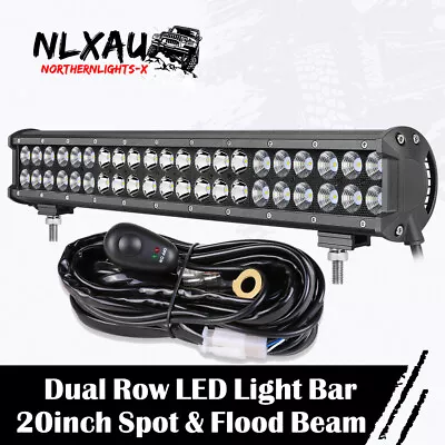 $155.99 • Buy 20inch Led Light Bar Dual Row Flood Spot Offroad Work Driving Lamp Fog W/ Wiring