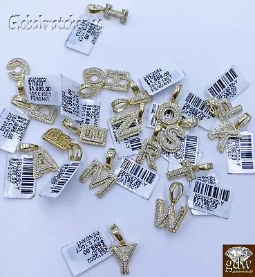 10k Real Yellow Gold Diamond Alphabet A-Z Initial Charm Pendent Men Women  • $389.47