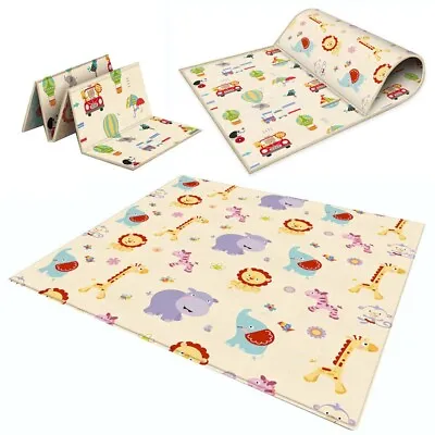 2Side Baby Play Mat Crawling Soft Blanket Folding Cartoon Waterproof Picnic Carp • £12.75