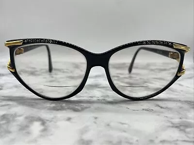 Vintage Ted Lapidus Paris Tl206 BLACK Frame Gold Accents Reading Glasses • $67.50