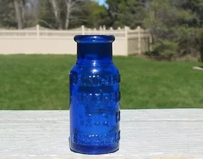 Vtg Cobalt Blue Glass Bromo Seltzer Bottle Mini 2.5  Emerson Drug Baltimore Old • $9.95