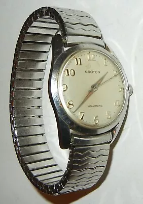 Vintage Croton Aquamatic Ss Waterproof Selfwinding Swiss Wrist Watch • $74.95