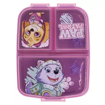 Paw Patrol Girl Kids Character 3 Compartment Reusable Sandwich Lunch Box  • £12