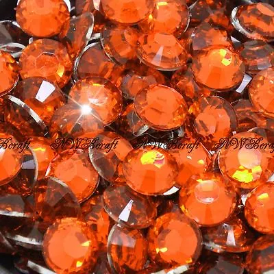 Orange 1000pcs Resin Rhinestones Beads Flat Back Diamante Nail Art Craft Gems • £1.69