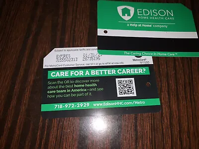 Expired NYC Edison Home Health Care Metrocard • $5