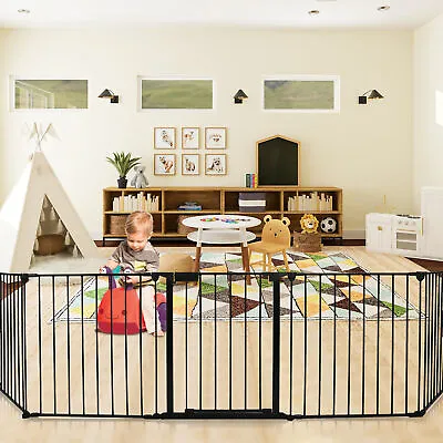 5 Panels Fireplace Fence Dog Pet Baby Gate Playard Cage Fence+Swing Door Playpen • $89.99