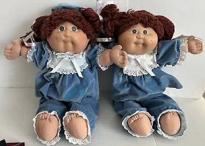 Vintage Cabbage Patch Twins Doll 1978 1982 Brown Hair Brown Eyes Velour Outfits • $69.99