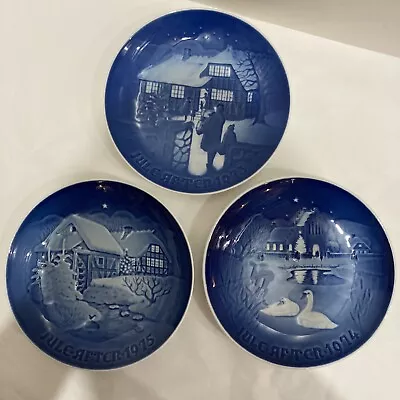 Lot Of 3 B&G Christmas Plates 1973-1975 Country Water Mill Village • $9.50