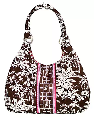 VERA BRADLEY Large Hobo Tote In Imperial Toile Brown White Pink Oriental Floral  • $22.99