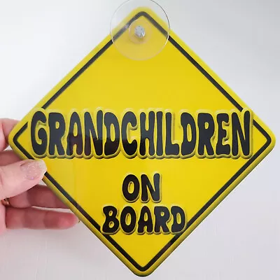 BRAND NEW   YELLOW GRANDCHILDREN RANGE   Novelty Baby On Board Car Window Sign • £4.75