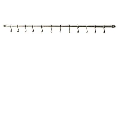 Wall Mounted Kitchen Utensil Rail Stainless Steel Cooking Rack 78cm + 12 Hooks • £6.95