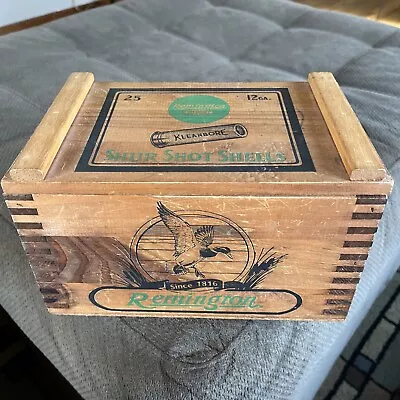 Remington Gun Collection 12 Ga Shur Shot Wood Ammo Box Mallard Duck Rare Vintage • $100