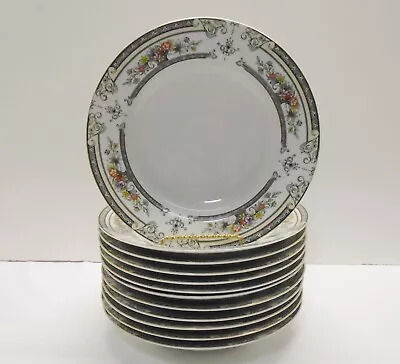 12 Pc Mikasa CAMBRIDGE Fine China Flat Rimmed Soup Bowls L9015 Excellent • $60.80