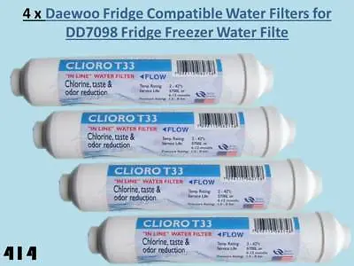 4x Daewoo Fridge Pushfit Compatible Filters For DD7098 Fridge Freezer • £16.99