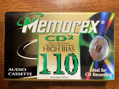 New Factory Sealed Memorex CD2 High Bias TYPE II 110 Minute Blank Cassette Tape • $4.99