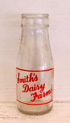 Milk Bottle : Lovely 1950's Smith's Dairy Farms Dairy 1/2 Pint Restored • £6.99