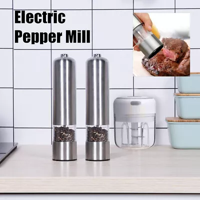 1XStainless Steel Salt And Pepper Grinder Electric Automatic Ceramic Mills Glass • £7.49