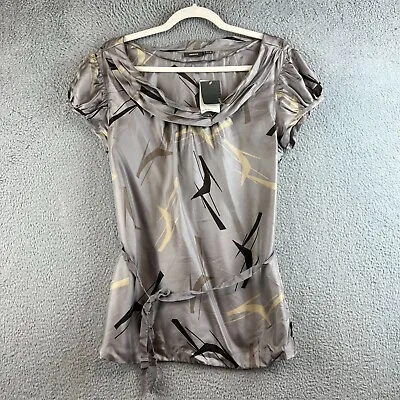 New Vintage Mexx Silk Long Sleeve Blouse Gray Shirt M • $24.99